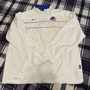 Boise State Broncos Jacket Mens M White Blue Nike Storm Fit Windbreaker 1/4 Zip